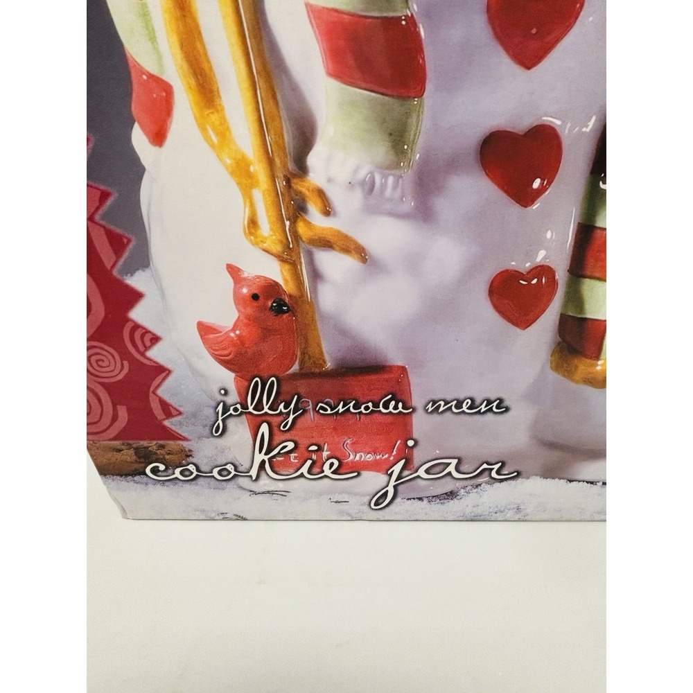 Jolly Snow Men Cookie Jar Let It Snow 1999 Home Trends New In Box Christmas - Picture 14 of 16